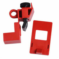 65396Brady® 65396 1-Pole Clamp-On Circuit Breaker Switch Lockout Device, For Use With 120/277 VAC Single Pole and Internal-Trip Multi-Pole Breaker, 1 Padlocks, 0.31 in Dia Max Padlock Shackle, LOTO-14 Polypropylene, Red