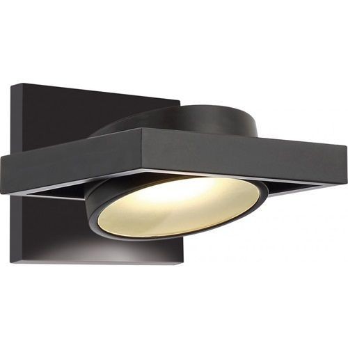 NUVO® by SATCO 62/993 Hawk Dimmable Circular Contemporary Pivoting Head Utility Wall Sconce Fixture, (1) LED Lamp, 120 VAC, Textured Black Housing
