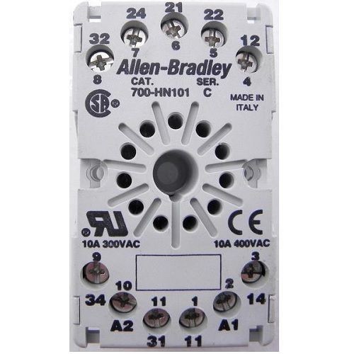 700-HN101Allen-Bradley, Relay Socket, 3PDT 700-HA Relays, Panel or DIN Rail Mount, 1-1/2 Inch