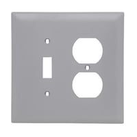 Pass & Seymour® TPJ18-GRY TradeMaster® Jumbo Unbreakable Combination Wallplate, 2 Gangs, 6.37 x 5.37 x 0.42 in, Nylon, Gray