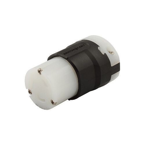 Eaton Wiring Devices Arrow Hart AHL630C Straight Ultra Grip Connector, 250 VAC, 30 A, 2 Poles, 3 Wires, Black/White