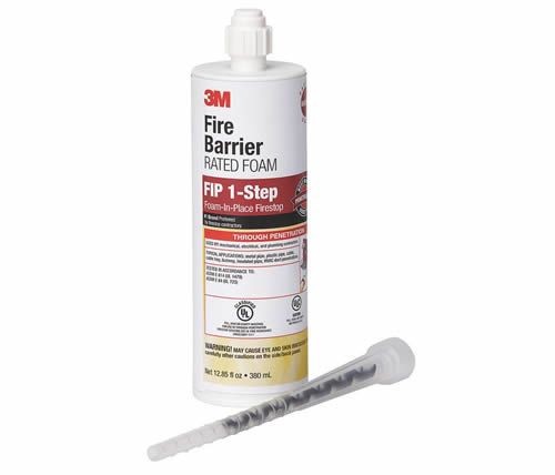3M™ FIP 1-STEP Fire Barrier Rated Foam, Cartridge Container, Composition: Part A: Polymer, Non-Halogen Flame Retardant, Phosphate, Smoke Suppressant, Water, Catalyst, Siloxanes, Part B: POLYMETHYLENE POLYPHENYLENE, ISOCYANATE, 50 to 120 deg F