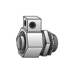 O-Z/Gedney Ground-Tite® 4Q-9100LT Concretetight Liquid Tight Oiltight Positive Grounding Raintight Conduit Connector With Lug and Insulated Throat, 1 in Trade, 14 to 4 AWG Cable Openings, 90 deg, Malleable Iron, Zinc Electroplated