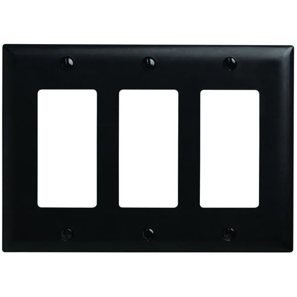 Pass & Seymour® TradeMaster® TP263-BK Standard Wallplate, 3 Gangs, Black, 5.5 in H x 6.563 in W, Nylon/Thermoplastic