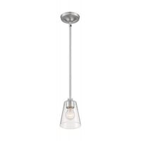 60/7180NUVO® by SATCO 60/7180 Bransel Dimmable Transitional Mini Pendant Light Fixture, (1) A19 Incandescent Lamp, 120 V, Brushed Nickel Housing