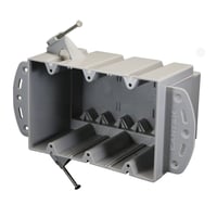 EZ74TNCANTEX® EZ74TN EZ-Box® Electrical Switch and Outlet Box With Steel Stud Bracket, Wire Clamp, PVC, 74 cu-in Capacity, 3 Gangs, 6 in W x 3 in D x 4 in H