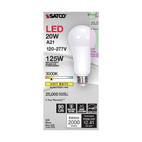 S11330SATCO® S11330 Type A Non-Dimmable LED Lamp, 20 W, 125 W Incandescent Equivalent, E26 Medium LED Lamp, A21 Shape, 2000 Lumens