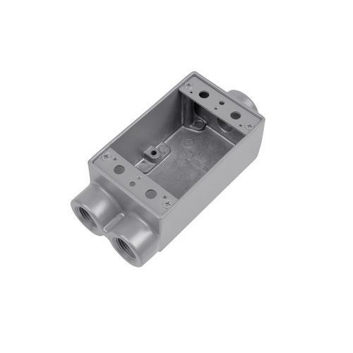 T&B® AFSCC-1 Type FSCC Feed-Through Shallow Style Device Box, Die Cast Aluminum, 21.6 cu-in Capacity, 1 Gangs, 3 Outlets, 3 Knockouts, 4-9/16 in H x 2-13/16 in W x 2-1/16 in D
