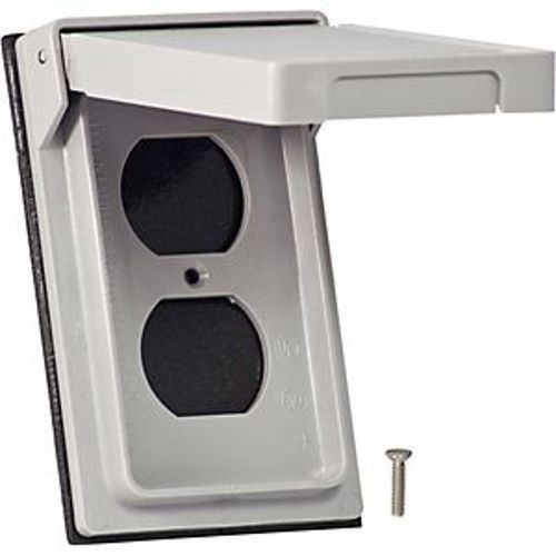 Eaton Wiring Devices S2962 Weatherproof Outlet Box Cover, 3 in W x 1-1/8 in D, Duplex Receptacle Cover, Tough Plastic