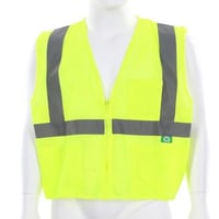 RVCL2MLZX2MCR Safety RVCL2MLZX2 High Visibility Reflective Lime Safety Vest, ANSI Type R, Class 2, Mesh Frabric, 3 Pockets, 2 in Silver Strips, Zipper, Size 2X