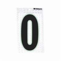 3000-0Brady® 3000-0 High-Intensity Prismatic Ultra Reflective Number Label, Black/Green Glow 0 Character, 2 in H, Silver Background, B-309 Vinyl