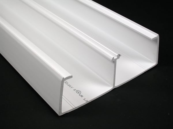 Data-Spec SheetWiremold® 5400TB 2-Compartment Non-Metallic Raceway Base, 8 ft L x 5-1/4 in W x 1-11/16 in H, Ivory