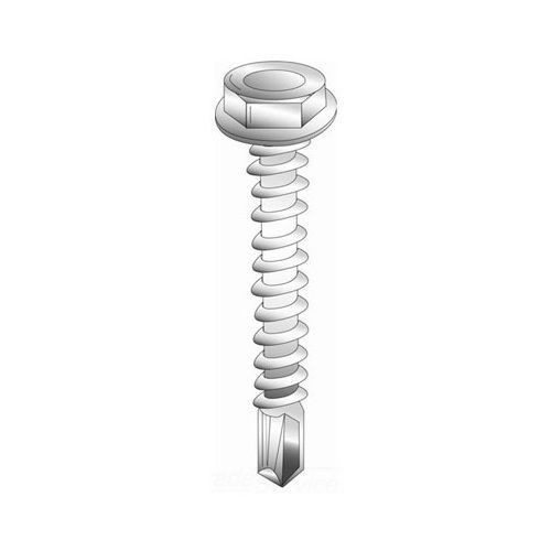 Minerallac® 79016J Self-Drilling Tek Screw, #10-16, 1 in OAL, Hex Washer Head, Steel, Zinc Plated, Drill Point