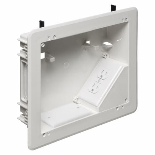 TVBU810Arlington TV Box™ TVBU810 Non-Metallic Recessed Box Kit, Plastic, 1 Knockout, 12.531 in H x 10.656 in W x 3.14 in D