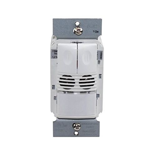 WattStopper® DW-200-W DW Series Dual Technology Dual Relay Wall Switch Occupancy Sensor, 120/230/277 VAC, Passive Infrared/Ultrasonic Sensor, 525 sq-ft Coverage, 180 deg Viewing, Surface Mount