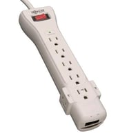 Tripp Lite Protect It!® SUPER6TEL Surge Protector With Right-Angle Plug, 120 VAC, 15 A, 7 Outlets, 6 ft L Cord, Wall Mount