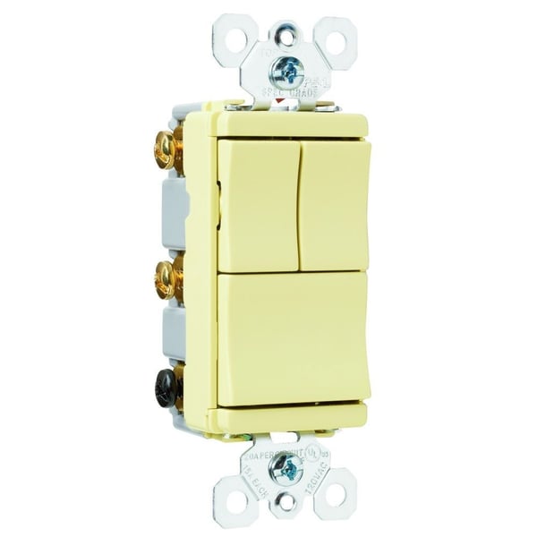 Pass & Seymour® TradeMaster® TM8111-ICC Decorator Combination Switch, 15 A, 120 VAC, 3 Poles