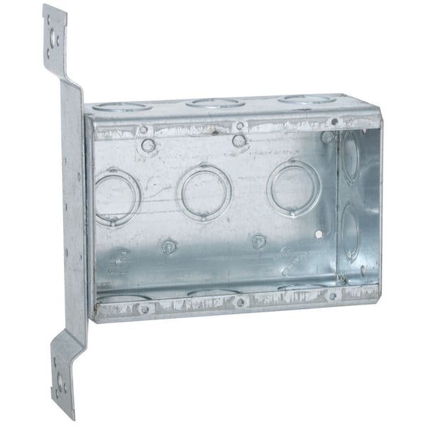 686RACO® 686 Multi-Device Switch Box, Steel, 47.8 cu-in, 3 Gangs, 2 Outlets, 22 Knockouts