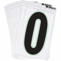 3000-0Brady® 3000-0 High-Intensity Prismatic Ultra Reflective Number Label, Black/Green Glow 0 Character, 2 in H, Silver Background, B-309 Vinyl