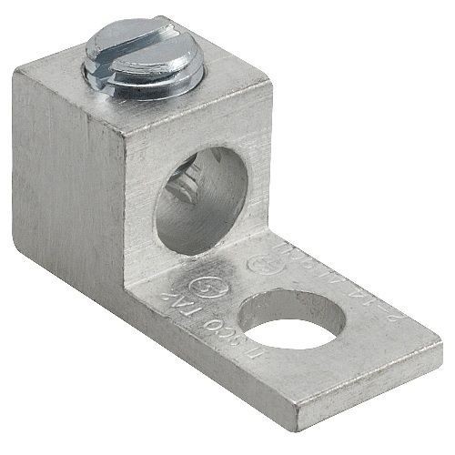 ILSCO® ClearChoice® TA-6-S 1-Conductor Dual Rated Mechanical Terminal Lug, 14 to 4 AWG Aluminum/Copper Conductor, 1/4 in Stud, 1 Bolt Hole, 6061-T6 Aluminum Alloy