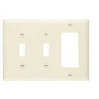 Pass & Seymour® TradeMaster® TP226-LA Standard Combination Wallplate, 3 Gangs, 4.7 in, Thermoplastic, Light Almond