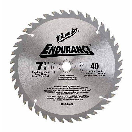 Milwaukee® Endurance® 48-40-4132 Regular Kerf Circular Saw Blade, 7-1/4 in Dia x 0.051 in THK, 5/8 in Arbor, Alloy Steel Blade, 48 Teeth
