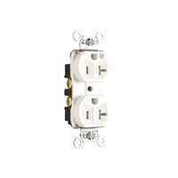 TR8300HIPass & Seymour® TR8300HI Duplex Heavy Duty Tamper-Resistant Straight Blade Receptacle, 125 VAC, 20 A, 2 Poles, 3 Wires, Ivory