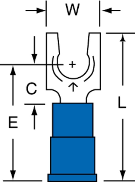 Data-Spec Sheet3M™ Scotchlok™ 051128-58837 Insulated Locking Fork Terminal, 16 to 14 AWG Conductor, 0.88 in L, Brazed Seam Barrel