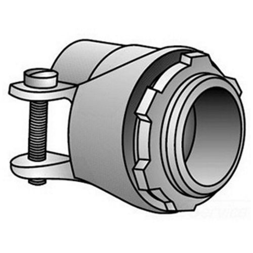 O-Z/Gedney 24-100T Type 24 Center Stopped Insulated Throat Straight Squeeze Cable Connector, 1 in Trade, 1-9/32 to 1-7/16 in Cable Openings, Malleable Iron, Electroplated Zinc