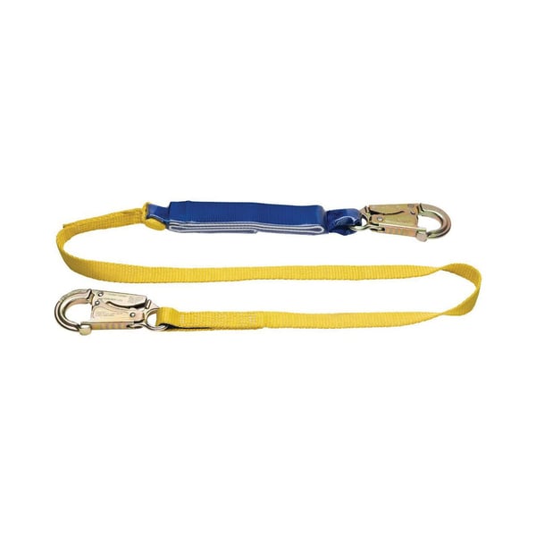 C311100WERNER® C311100 DeCoil™ Lanyard With DCELL™ Shock Pack, 310 lb Load, 6 ft L, Polyester Webbing Line, 1 Legs, 3/4 in Standard Snap Hook Anchorage Connection, Snap Hook Harness Connection Hook, ANSI Z359.2, OSHA 1910, OSHA 1926