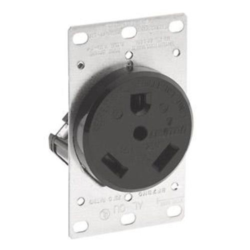 7313-S00Leviton® 7313-S00 Straight Blade Receptacle, 125 VAC, 30 A, 2 Poles, 3 Wires, Black