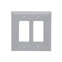 Pass & Seymour® TradeMaster® TPJ262-GRY Junior Jumbo Standard Wallplate, 2 Gangs, Gray, 5 in H x 5-1/8 in W, Nylon/Thermoplastic