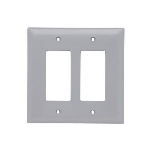 Pass & Seymour® TradeMaster® TPJ262-GRY Junior Jumbo Standard Wallplate, 2 Gangs, Gray, 5 in H x 5-1/8 in W, Nylon/Thermoplastic