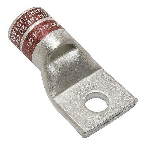 BURNDY® HYLUG™ YA2CLNT10 YA-L-NT 1-Hole Compression Lug With Inspection Window, 2 AWG Stranded Copper Conductor, Die Code: 10, #10 Stud, Tin Plated Copper