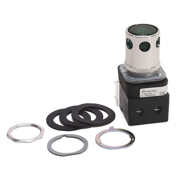 800T-QAH2GD1Allen-Bradley, 800T-QAH2GD1, 30.5mm Type 4/13 Mom. Contact PB-Illum., Green, Ext. Hd w/ Guard, LED, 12-130V AC/DC, 1 NO