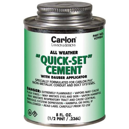 Carlon® VC9983 All Weather Quick Set Conduit Cement With Dauber Applicator, 16 oz Can, Liquid Form, Clear, 0.94