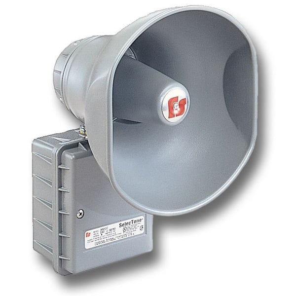 302GC-024Federal Signal SelecTone® 300GC-024 Audible Signaling Device, 24 VDC, 0.67 A, 50/60 Hz, 110 dB Sound, CSFM Approved, cUL Listed, UL 1480