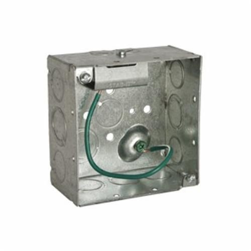 232SRACO® 232S Square Box, Steel, 30.3 cu-in Capacity, 2 Gangs, 2 Outlets, 11 Knockouts, 4 in H x 4 in W x 2-1/8 in D