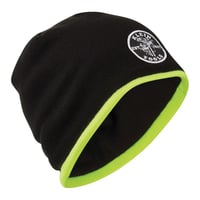 60391Klein® 60391 Knit Beanie With Fleece Lining, Universal, Black/Hi-Viz Yellow, Dry Acrylic/Polyester/Polyolefin