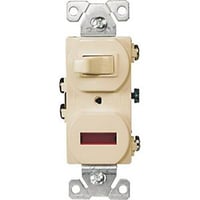 EATON Arrow Hart™ 277V-SP-L Duplex Toggle Combination Switch, 15 A at 120 VAC, 1 Poles