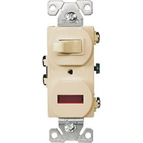 EATON Arrow Hart™ 277V-SP-L Duplex Toggle Combination Switch, 15 A at 120 VAC, 1 Poles