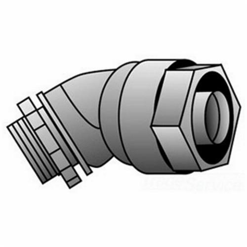 4Q-4200TO-Z/Gedney 4Q-4200T Concretetight Liquid Tight Oiltight Raintight Conduit Connector With Insulated Throat, 2 in Trade, 45 deg, Malleable Iron, Zinc Electroplated