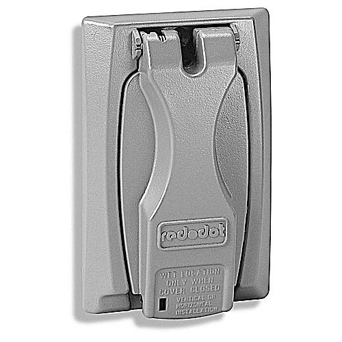 Data-Spec SheetRed Dot® CCU Universal Weatherproof Cover, 4-9/16 in L x 2-13/16 in W, Flip Lid Cover, Die Cast Zinc