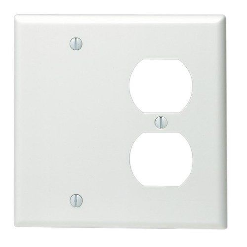 Leviton® 88008 Blank Standard Size Combination Wallplate, 2 Gangs, 4.5 in H x 4.56 in W, Thermoset, White