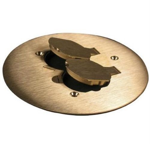 Wiremold® 895 Ratchet-Pro™ 881 2-Outlet Assembled Duplex Cover Plate With Flip Lid, 5-1/2 in Dia, 5-1/2 in L, 1 Gang, Brass