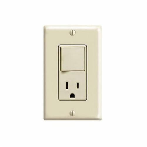 5625-ELeviton® Decora® 5625-E 3-Wire Grounding Combination Switch With Receptacle, 20 A, 120/277 VAC, 1 hp at 120 VAC, 1 Pole
