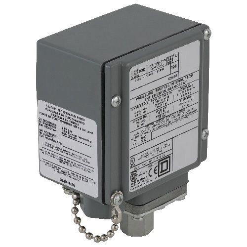Square D™ 9012GAW6 Electro-Mechanical Pressure Switch, 5 to 250 psi, 10 to 49 psi, 1NO-1NC SPDT/DB, Screw Clamp, 6 A, 120 VAC, 0.27 A, 250 VDC