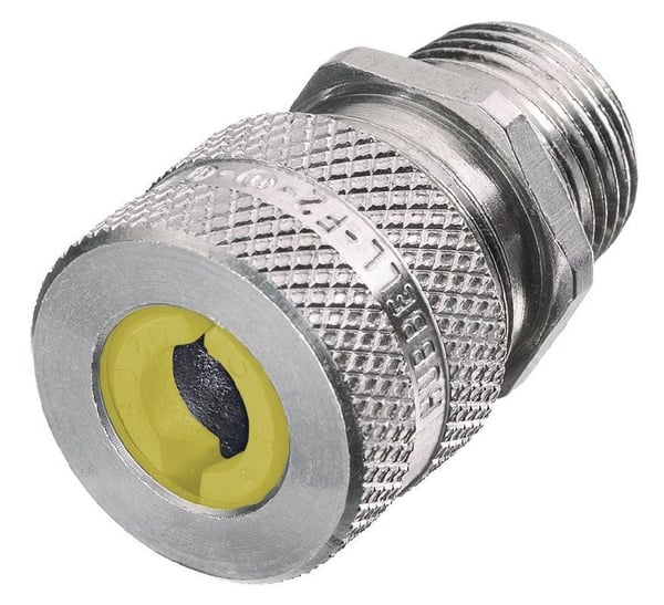 SHC1027Hubbell, Cord Connector, Straight, Male, 1/2 Inch, Aluminum, 0.63 to 0.75 Inch