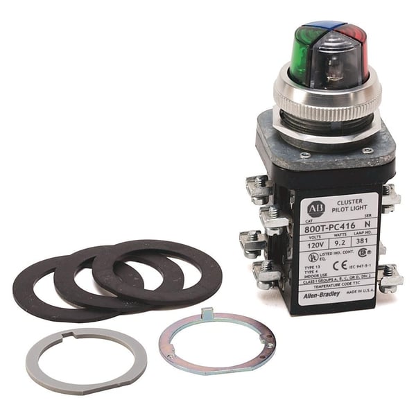 800T-QCL224Allen-Bradley 800T-QCL224 30.5mm Cluster Pilot Light, 2 Unit Cluster-LED, Full Voltage, 24V AC/DC, Std. Unit