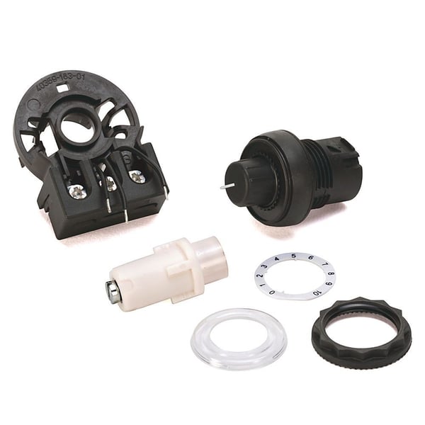 Allen-Bradley 800FP-POT5 Potentiometer, Plastic, Single Turn, Complete Assembly, Element - 5000 Ohm, Rated 300V AC/DC, 2 W max., Latch is not needed